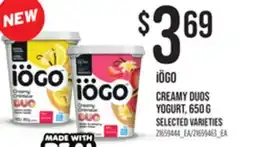 Loblaws IÖGO CREAMY DUOS YOGURT, 650 G offer