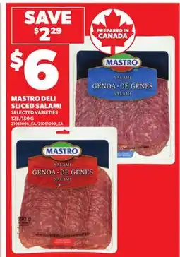 Loblaws MASTRO DELI SLICED SALAMI, 125/150 G offer