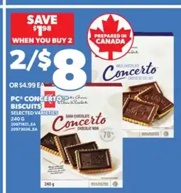 Loblaws PC CONCERTO BISCUITS, 240 G offer