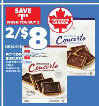 Loblaws PC CONCERTO BISCUITS, 240 G offer