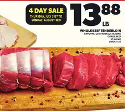 Loblaws WHOLE BEEF TENDERLOIN offer