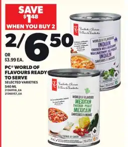 Loblaws PC WORLD OF FLAVOURS READY TO SERVE, 540 ML offer