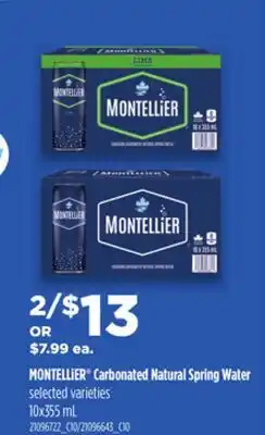 Loblaws MONTELLIER CARBONATED NATURAL SPRING WATER, 10X355 ML offer