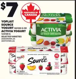 Loblaws YOPLAIT SOURCE YOGURT, 16X100 G OR ACTIVIA YOGURT, 12X100 G offer