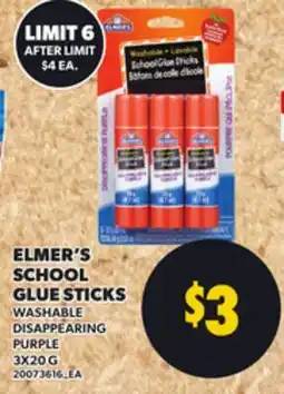 Loblaws ELMER'S SCHOOL GLUE STICKS, 3X20 G offer
