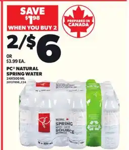 Loblaws PC NATURAL SPRING WATER, 24X500 ML offer
