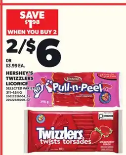Loblaws HERSHEY'S TWIZZLERS LICORICE, 311-454 G offer
