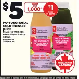 Loblaws PC FUNCTIONAL COLD-PRESSED JUICE, 333 ML offer