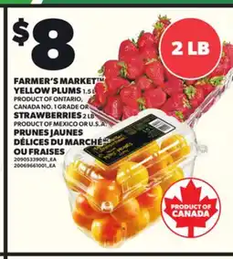 Independent Grocer FARMER'S MARKET YELLOW PLUMS, 1.5 L OR STRAWBERRIES 2 LB offer