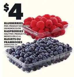 Independent Grocer BLUEBERRIES PINT OR RASPBERRIES HALF PINT offer
