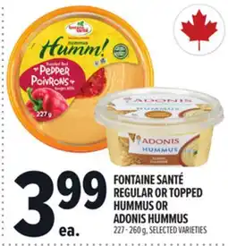 Metro FONTAINE SANTÉ REGULAR OR TOPPED HUMMUS OR ADONIS HUMMUS offer