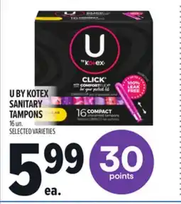 Metro U BY KOTEX SANITARY TAMPONS offer