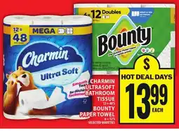 Food Basics CHARMIN ULTRASOFT BATHROOM TISSUE OR BOUNTY PAPER TOWEL offer