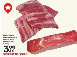 Longo's Fresh Ontario Pork Tenderloin or Fresh St. Louis Pork Side Ribs offer