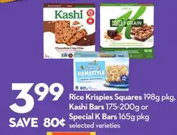 Longo's Rice Krispies Squares 198g pkg, Kashi Bars 175-200g or Special K Bars 165g pkg offer
