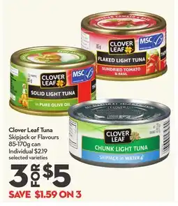 Longo's Clover Leaf Tuna Skipjack or Flavours offer