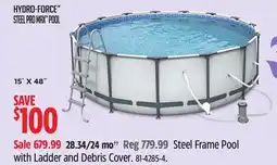 Canadian Tire HydroForce Steel Frame Pool with Ladder and Debris Cover offer