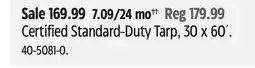 Canadian Tire Certified Standard-Duty Tarp, 30 x 60´ offer