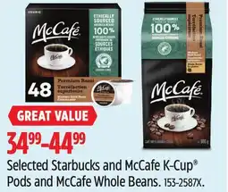 Canadian Tire Keurig Selected Starbucks and McCafe K-Cup Pods and McCafe Whole Beans offer