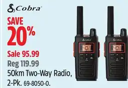 Canadian Tire Cobra 50km Two-Way Radio, 2-Pk offer