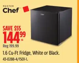 Canadian Tire MASTER Chef 1.6 Cu-Ft Fridge, White or Black offer