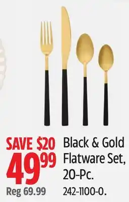 Canadian Tire CANVAS Black & Gold Flatware Set, 20-Pc offer
