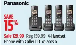 Canadian Tire Panasonic 4-Handset Phone with Caller I.D offer