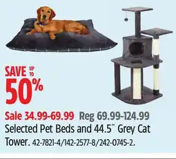 Canadian Tire Petco Selected Pet Beds and 44.5˝ Grey Cat Tower offer