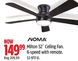 Canadian Tire Noma Milton 52˝ Ceiling Fan. 6-speed with remote offer