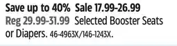 Canadian Tire Regalo Selected Booster Seats or Diapers offer