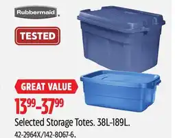 Canadian Tire Rubbermaid Selected Storage Totes offer