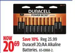 Canadian Tire Duracell 20/AA Alkaline Batteries offer