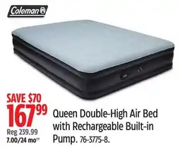 Canadian Tire Queen Double-High Air Bed with Rechargeable Built-in Pump offer