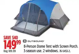 Canadian Tire Outbound 8-Person Dome Tent with Screen Porch. 3-season use offer