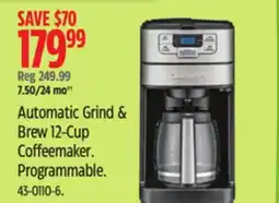 Canadian Tire Cuisinart Automatic Grind & Brew 12-Cup Coffee Maker Programmable offer