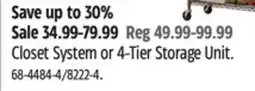 Canadian Tire type A Closet System or 4-Tier Storage Unit offer
