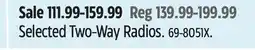 Canadian Tire Cobra Selected Two-Way Radios offer