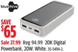 Canadian Tire bluehive 0K Digital Powerbank, 20W offer