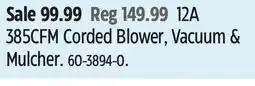 Canadian Tire WORX 12 Amp 385CFM Corded Blower, Vacuum & Mulcher offer