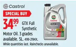 Canadian Tire Castrol GTX Full Synthetic Motor Oil offer