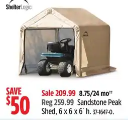 Canadian Tire ShelterLogic Sandstone Peak Shed, 6 x 6 x 6´ h offer