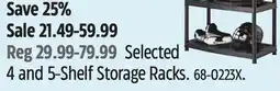 Canadian Tire Selected 4 and 5-Shelf Storage Racks offer