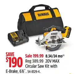 Canadian Tire DEWALT 20V MAX Circular Saw Kit with E-Brake, 61⁄2˝ offer