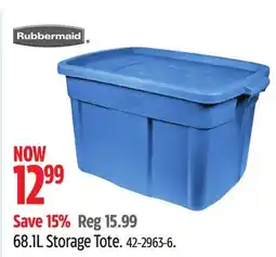 Canadian Tire Rubbermaid 68.1L Storage Tote offer