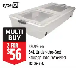 Canadian Tire 64L Under-the-Bed Storage Tote offer