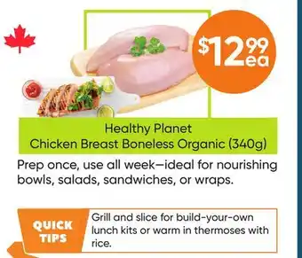Healthy Planet Healthy Planet Chicken Breast Boneless Organic (340g) offer