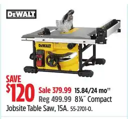 Canadian Tire 81⁄4˝ Compact Jobsite Table Saw, 15A offer