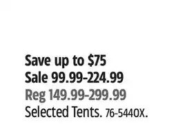 Canadian Tire Outbound Selected Tents offer