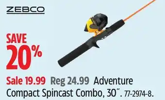 Canadian Tire ZEBCO Adventure Compact Spincast Combo, 30˝ offer