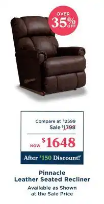 La Z Boy Pinnacle Leather Seated Recliner offer
